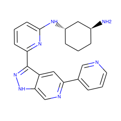 N[C@H]1CCC[C@H](Nc2cccc(-c3n[nH]c4cnc(-c5cccnc5)cc34)n2)C1 ZINC000205245815