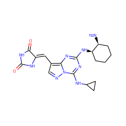 N[C@H]1CCCC[C@H]1Nc1nc(NC2CC2)n2ncc(/C=C3\NC(=O)NC3=O)c2n1 ZINC000205017531