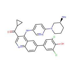 N[C@H]1CCCN(c2ccc(Nc3c(C(=O)C4CC4)cnc4ccc(-c5cc(Cl)c(O)c(Cl)c5)cc34)cn2)C1 ZINC000114034001