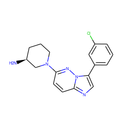 N[C@H]1CCCN(c2ccc3ncc(-c4cccc(Cl)c4)n3n2)C1 ZINC000208843397