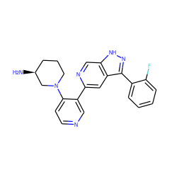 N[C@H]1CCCN(c2ccncc2-c2cc3c(-c4ccccc4F)n[nH]c3cn2)C1 ZINC000205247274