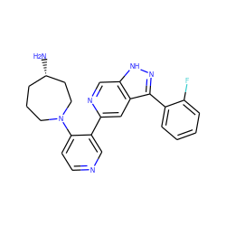 N[C@H]1CCCN(c2ccncc2-c2cc3c(-c4ccccc4F)n[nH]c3cn2)CC1 ZINC000205261968