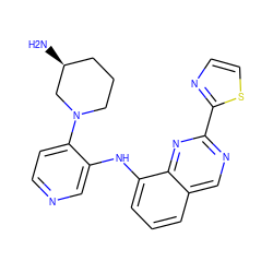 N[C@H]1CCCN(c2ccncc2Nc2cccc3cnc(-c4nccs4)nc23)C1 ZINC000116904785