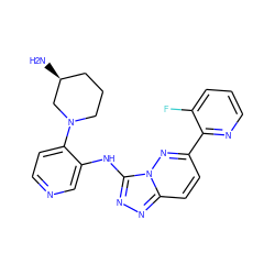 N[C@H]1CCCN(c2ccncc2Nc2nnc3ccc(-c4ncccc4F)nn23)C1 ZINC000142902803