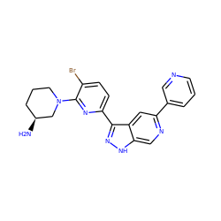 N[C@H]1CCCN(c2nc(-c3n[nH]c4cnc(-c5cccnc5)cc34)ccc2Br)C1 ZINC000205256336