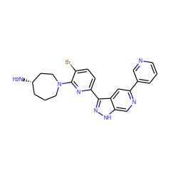 N[C@H]1CCCN(c2nc(-c3n[nH]c4cnc(-c5cccnc5)cc34)ccc2Br)CC1 ZINC000205253798