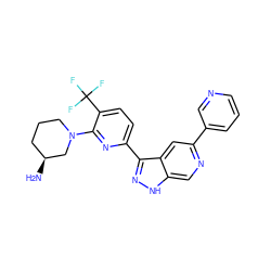 N[C@H]1CCCN(c2nc(-c3n[nH]c4cnc(-c5cccnc5)cc34)ccc2C(F)(F)F)C1 ZINC000205267371