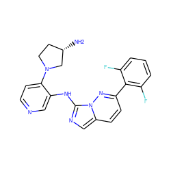 N[C@H]1CCN(c2ccncc2Nc2ncc3ccc(-c4c(F)cccc4F)nn23)C1 ZINC000143700097