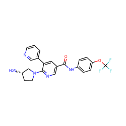 N[C@H]1CCN(c2ncc(C(=O)Nc3ccc(OC(F)(F)F)cc3)cc2-c2cccnc2)C1 ZINC001772577496