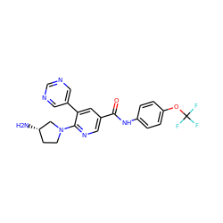 N[C@H]1CCN(c2ncc(C(=O)Nc3ccc(OC(F)(F)F)cc3)cc2-c2cncnc2)C1 ZINC001772612360