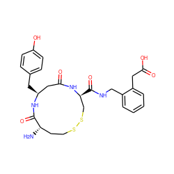 N[C@H]1CCSSC[C@H](C(=O)NCc2ccccc2CC(=O)O)NC(=O)C[C@H](Cc2ccc(O)cc2)NC1=O ZINC000064447312