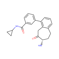 N[C@H]1CCc2cccc(-c3cccc(C(=O)NC4CC4)c3)c2CC1=O ZINC000473085950