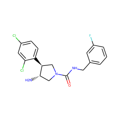 N[C@H]1CN(C(=O)NCc2cccc(F)c2)C[C@@H]1c1ccc(Cl)cc1Cl ZINC000014958666