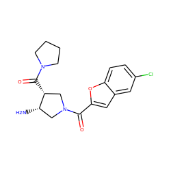 N[C@H]1CN(C(=O)c2cc3cc(Cl)ccc3o2)C[C@H]1C(=O)N1CCCC1 ZINC000028954943