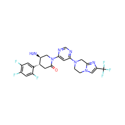 N[C@H]1CN(c2cc(N3CCn4cc(C(F)(F)F)nc4C3)ncn2)C(=O)C[C@@H]1c1cc(F)c(F)cc1F ZINC000036310931