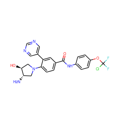 N[C@H]1CN(c2ccc(C(=O)Nc3ccc(OC(F)(F)Cl)cc3)cc2-c2cncnc2)C[C@@H]1O ZINC001772616319