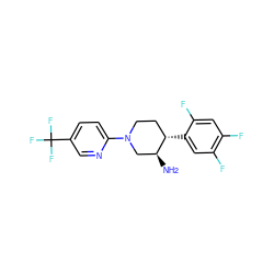 N[C@H]1CN(c2ccc(C(F)(F)F)cn2)CC[C@@H]1c1cc(F)c(F)cc1F ZINC000028707310