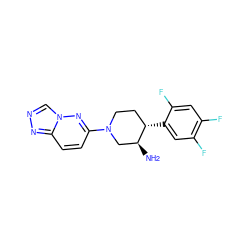 N[C@H]1CN(c2ccc3nncn3n2)CC[C@@H]1c1cc(F)c(F)cc1F ZINC000028707365