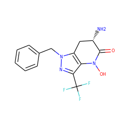 N[C@H]1Cc2c(c(C(F)(F)F)nn2Cc2ccccc2)N(O)C1=O ZINC000095604972