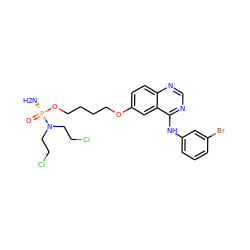 N[P@](=O)(OCCCCOc1ccc2ncnc(Nc3cccc(Br)c3)c2c1)N(CCCl)CCCl ZINC000207567502