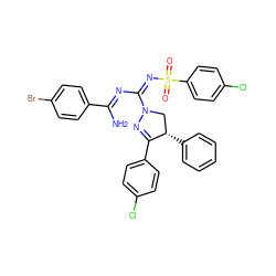 NC(=N/C(=N/S(=O)(=O)c1ccc(Cl)cc1)N1C[C@H](c2ccccc2)C(c2ccc(Cl)cc2)=N1)c1ccc(Br)cc1 ZINC001772578607