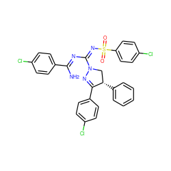 NC(=N/C(=N/S(=O)(=O)c1ccc(Cl)cc1)N1C[C@H](c2ccccc2)C(c2ccc(Cl)cc2)=N1)c1ccc(Cl)cc1 ZINC001772632200