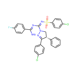 NC(=N/C(=N/S(=O)(=O)c1ccc(Cl)cc1)N1C[C@H](c2ccccc2)C(c2ccc(Cl)cc2)=N1)c1ccc(F)cc1 ZINC001772623532