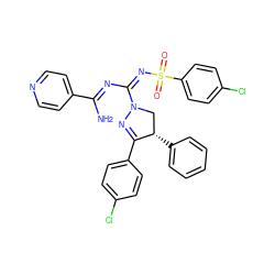 NC(=N/C(=N/S(=O)(=O)c1ccc(Cl)cc1)N1C[C@H](c2ccccc2)C(c2ccc(Cl)cc2)=N1)c1ccncc1 ZINC001772643022