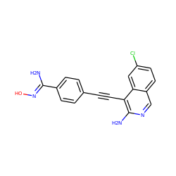 NC(=NO)c1ccc(C#Cc2c(N)ncc3ccc(Cl)cc23)cc1 ZINC001772590903