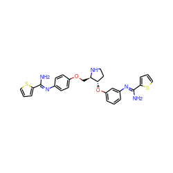 NC(=Nc1ccc(OC[C@H]2NCC[C@@H]2Oc2cccc(N=C(N)c3cccs3)c2)cc1)c1cccs1 ZINC001772647562