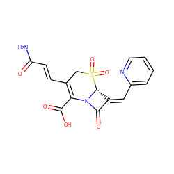 NC(=O)/C=C/C1=C(C(=O)O)N2C(=O)/C(=C/c3ccccn3)[C@H]2S(=O)(=O)C1 ZINC000001547850