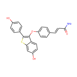 NC(=O)/C=C/c1ccc(Oc2c(-c3ccc(O)cc3)sc3cc(O)ccc23)cc1 ZINC000221310297