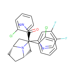 NC(=O)[C@@]1(c2cc(F)c(F)cn2)C[C@@H]2CC[C@H](C1)N2C(c1ccccc1Cl)c1ccccc1Cl ZINC000103227230