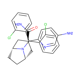 NC(=O)[C@@]1(c2ccc(N)cn2)C[C@@H]2CC[C@H](C1)N2C(c1ccccc1Cl)c1ccccc1Cl ZINC000103225026