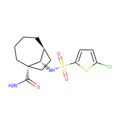 NC(=O)[C@@]12CCCC[C@@H](CC1)[C@@H]2NS(=O)(=O)c1ccc(Cl)s1 ZINC000029128409