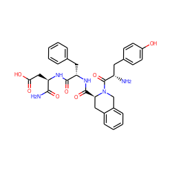 NC(=O)[C@@H](CC(=O)O)NC(=O)[C@H](Cc1ccccc1)NC(=O)[C@@H]1Cc2ccccc2CN1C(=O)[C@@H](N)Cc1ccc(O)cc1 ZINC000027558415