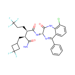 NC(=O)[C@@H](CC1CC(F)(F)C1)[C@@H](CCC(F)(F)F)C(=O)N[C@H]1N=C(c2ccccc2)c2cccc(Cl)c2NC1=O ZINC000205759280