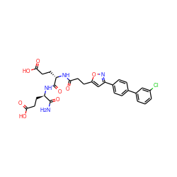 NC(=O)[C@@H](CCC(=O)O)NC(=O)[C@H](CCC(=O)O)NC(=O)CCc1cc(-c2ccc(-c3cccc(Cl)c3)cc2)no1 ZINC000169701535