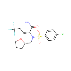 NC(=O)[C@@H](CCC(F)(F)F)N(C[C@@H]1CCCO1)S(=O)(=O)c1ccc(Cl)cc1 ZINC000073196424