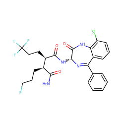 NC(=O)[C@@H](CCCF)[C@@H](CCC(F)(F)F)C(=O)N[C@H]1N=C(c2ccccc2)c2cccc(Cl)c2NC1=O ZINC000205760613