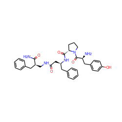 NC(=O)[C@@H](CNC(=O)C[C@H](Cc1ccccc1)NC(=O)[C@@H]1CCCN1C(=O)[C@@H](N)Cc1ccc(O)cc1)Cc1ccccc1 ZINC000096921469