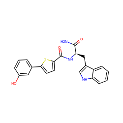 NC(=O)[C@@H](Cc1c[nH]c2ccccc12)NC(=O)c1ccc(-c2cccc(O)c2)s1 ZINC000058592704