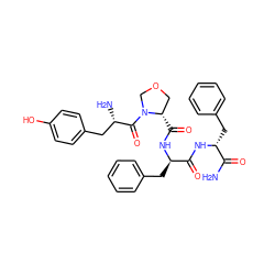 NC(=O)[C@@H](Cc1ccccc1)NC(=O)[C@@H](Cc1ccccc1)NC(=O)[C@H]1COCN1C(=O)[C@@H](N)Cc1ccc(O)cc1 ZINC000027308478