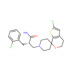 NC(=O)[C@@H](Cc1ccccc1Cl)CN1CCC2(CC1)OCCc1cc(Cl)sc12 ZINC000084731586