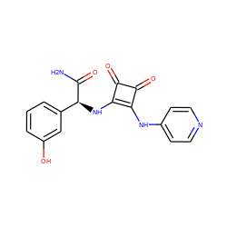 NC(=O)[C@@H](Nc1c(Nc2ccncc2)c(=O)c1=O)c1cccc(O)c1 ZINC000100081635