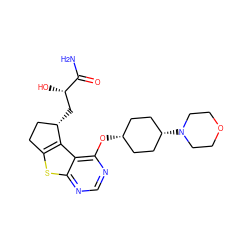 NC(=O)[C@@H](O)C[C@H]1CCc2sc3ncnc(O[C@H]4CC[C@@H](N5CCOCC5)CC4)c3c21 ZINC000147374004