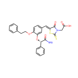 NC(=O)[C@@H](Oc1cc(/C=C2\SC(=S)N(CC(=O)O)C2=O)ccc1OCCc1ccccc1)c1ccccc1 ZINC000028370120