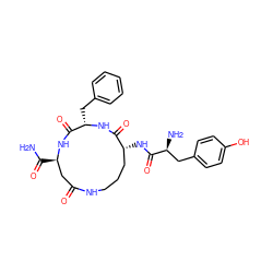 NC(=O)[C@@H]1CC(=O)NCCC[C@@H](NC(=O)[C@@H](N)Cc2ccc(O)cc2)C(=O)N[C@@H](Cc2ccccc2)C(=O)N1 ZINC000026181761