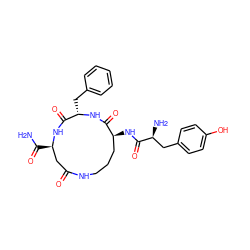 NC(=O)[C@@H]1CC(=O)NCCC[C@H](NC(=O)[C@@H](N)Cc2ccc(O)cc2)C(=O)N[C@@H](Cc2ccccc2)C(=O)N1 ZINC000026179483