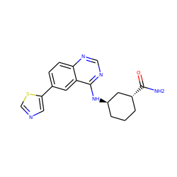 NC(=O)[C@@H]1CCC[C@@H](Nc2ncnc3ccc(-c4cncs4)cc23)C1 ZINC000299852554